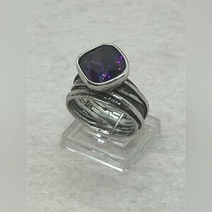 Silpada 925 Sterling Silver Gladiator Glam Purple Cz  Ring R2757 Sz 9.25